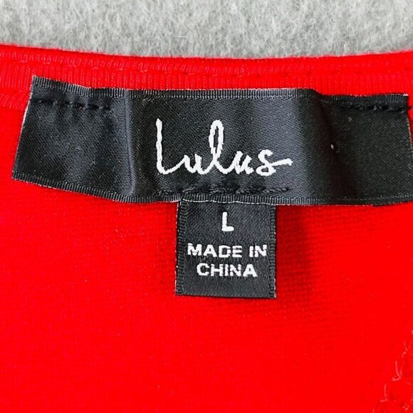 Lulus Women's Sleeveless Scoopneck Top Size L Red Ribbed Knit Tie Back Crop Tank - Picture 6 of 8